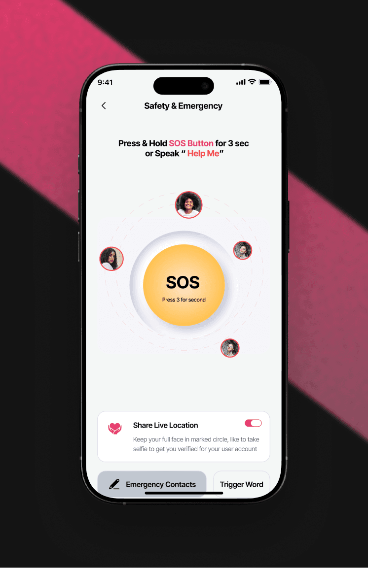 Mobile app safety screen detail