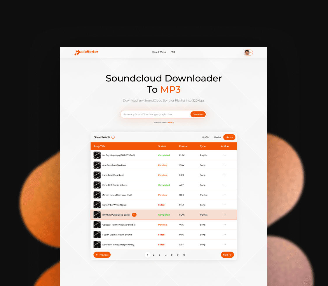 Music Verter web app interface