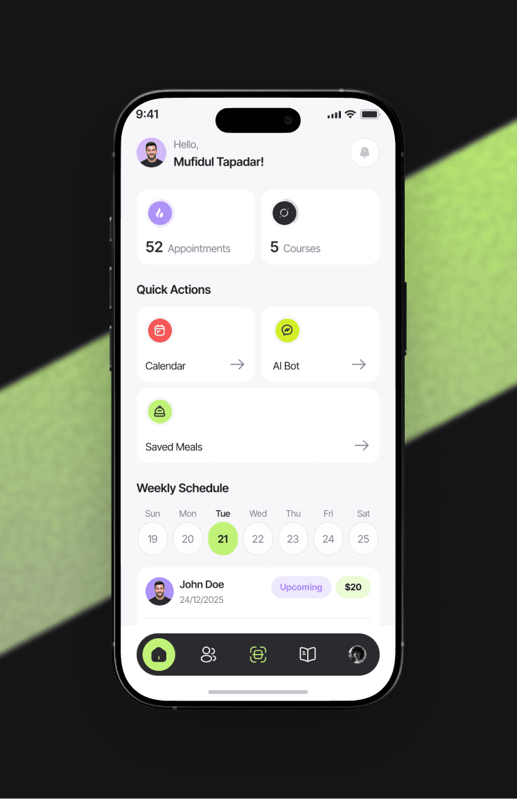 Mobile app health tracking screen