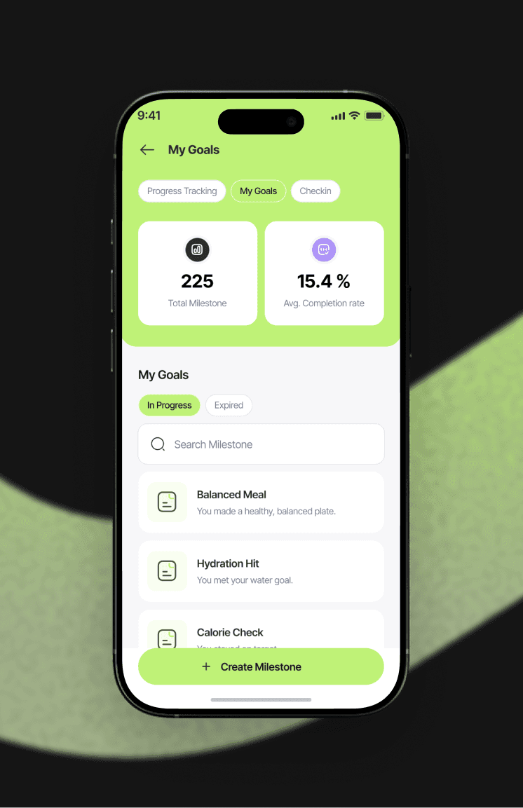 Mobile app wellness screen detail
