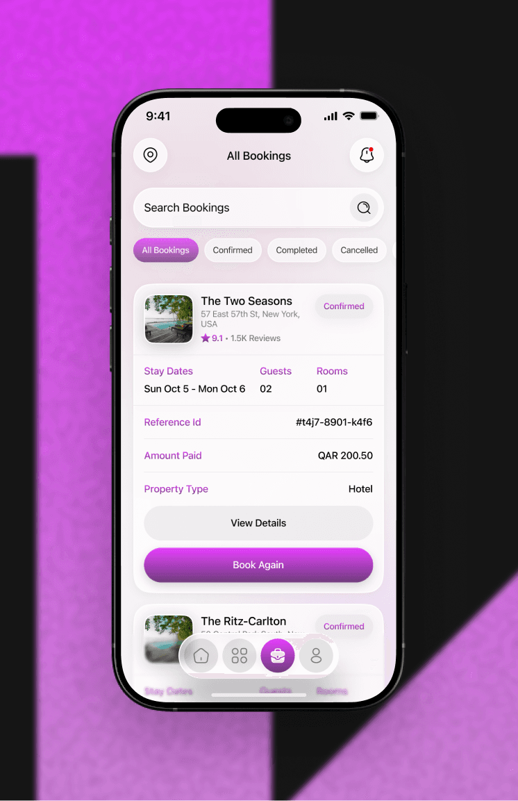 Vztur booking flow screen