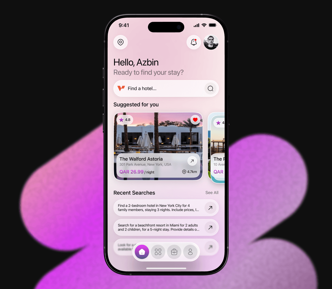 Vztur mobile booking interface shown on a phone